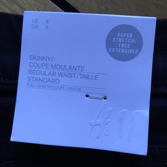 H&M Jeans Black Size 8 Super Stretch Skinny Regular Waist Full Length - Picture 2 of 6